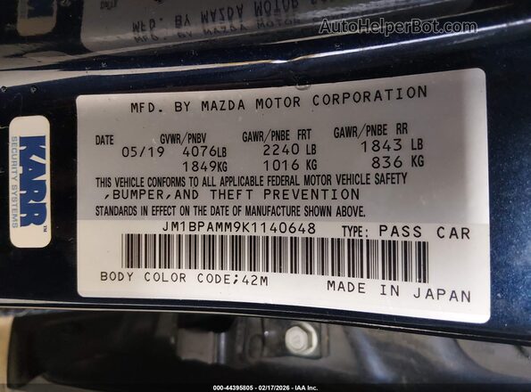 JM1BPAMM9K1140648 2019 MAZDA 3 Серый Вид подкапотного пространства