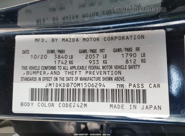 JM1DKDB70M1506294 2021 MAZDA CX-3 Blue Engine compartment view