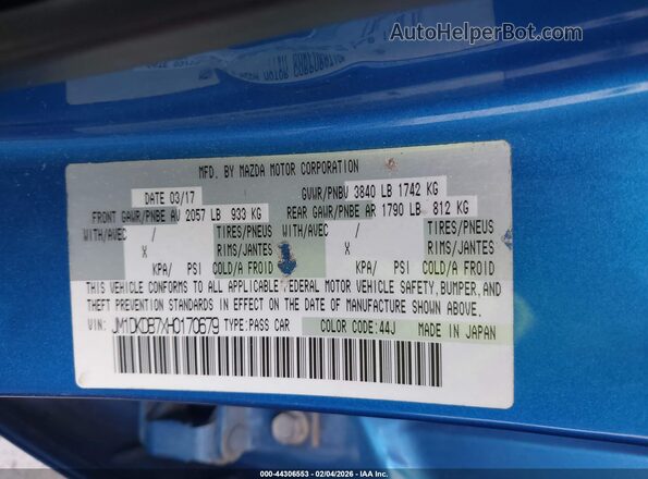JM1DKDB7XH0170679 2017 MAZDA CX-3 Синий Вид подкапотного пространства