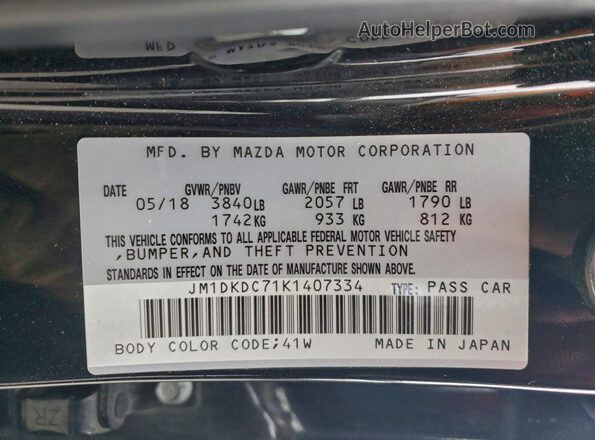JM1DKDC71K1407334 2019 MAZDA CX-3 Black VIN կոդի պիտակի տեսք