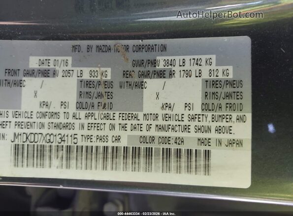 JM1DKDD7XG0134115 2016 MAZDA CX-3 Gray Widok komory silnika