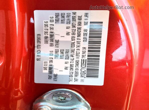 JM1NDAC71K0305566 2019 MAZDA MX-5 Red Vista de la etiqueta del VIN