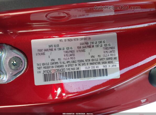 JM1NDAD70S0654300 2025 MAZDA MX-5 MIATA Красный Вид подкапотного пространства
