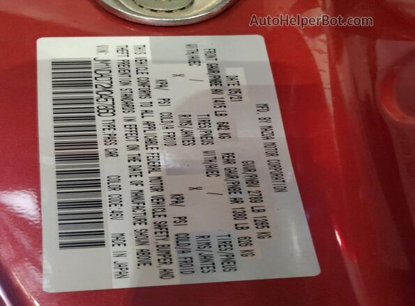 JM1NDAD72M0457860 2021 MAZDA MX-5 Красный Вид наклейки с VIN-кодом