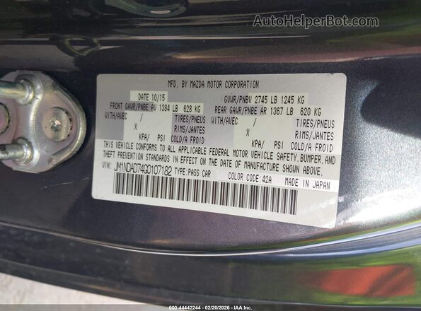 JM1NDAD74G0107182 2016 MAZDA MX-5 MIATA Серый Вид подкапотного пространства
