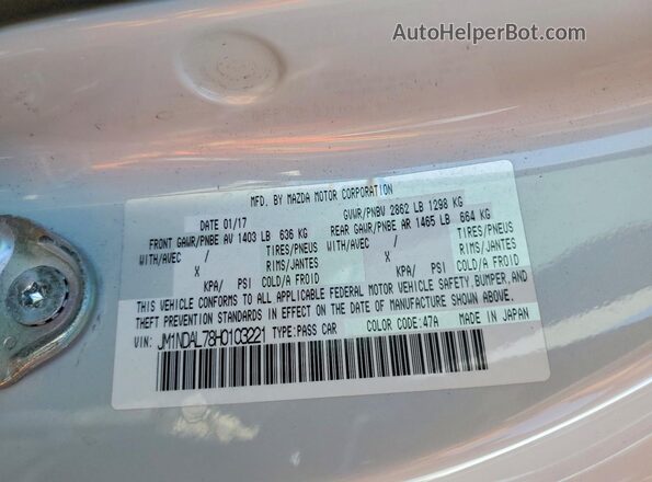 JM1NDAL78H0103221 2017 MAZDA MX-5 Белый Вид подкапотного пространства