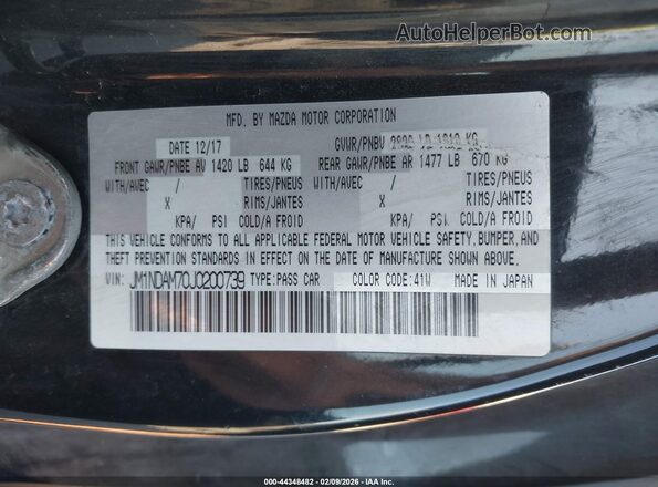 JM1NDAM70J0200739 2018 MAZDA MX-5 MIATA RF Black Widok komory silnika