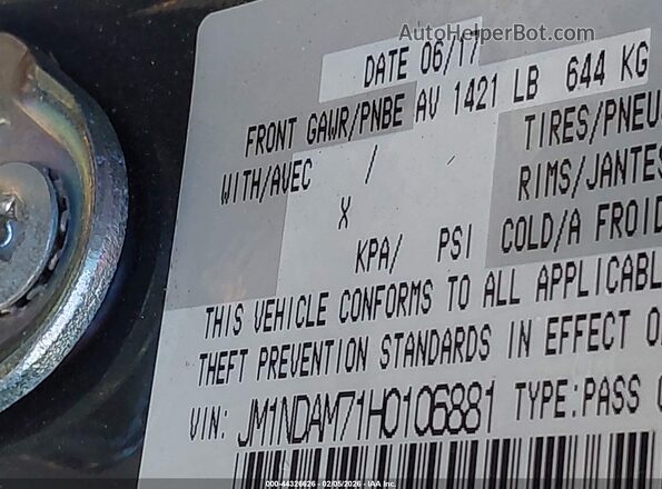 JM1NDAM71H0106881 2017 MAZDA MX-5 MIATA RF Gray Widok komory silnika