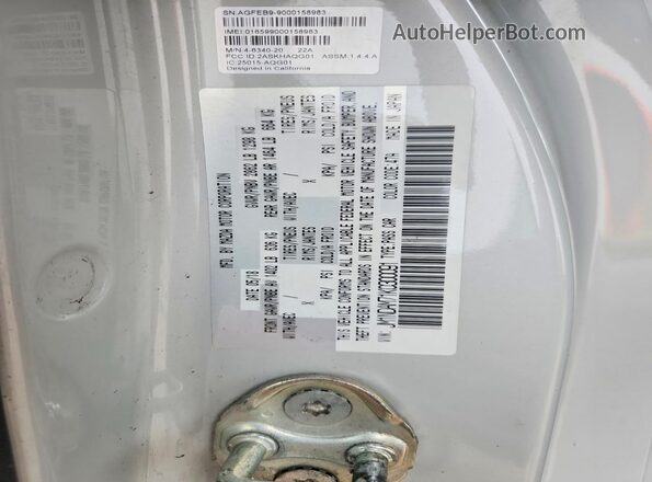 JM1NDAM71K0300091 2019 MAZDA MX-5 Серый Вид наклейки с VIN-кодом