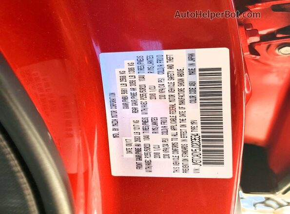 JM3TCADY5J0203534 2018 MAZDA CX-9 Красный Вид наклейки с VIN-кодом