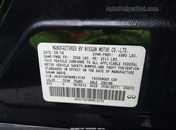 JN1EV7APXKM513170 2019 INFINITI Q50 Черный Вид подкапотного пространства