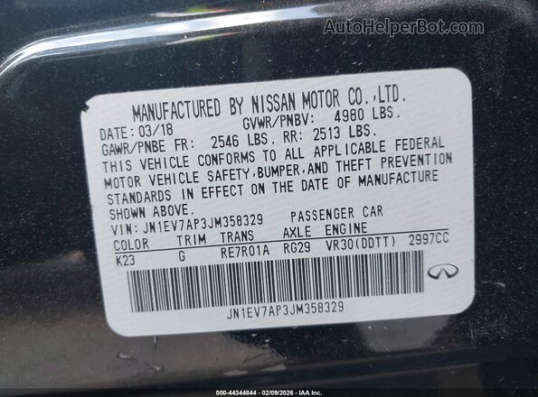 JN1EV7AR1JM445695 2018 INFINITI Q50 Черный Вид подкапотного пространства