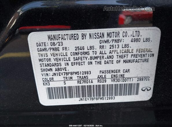 JN1EV7BP8PM512993 2023 INFINITI Q50 Черный Вид подкапотного пространства