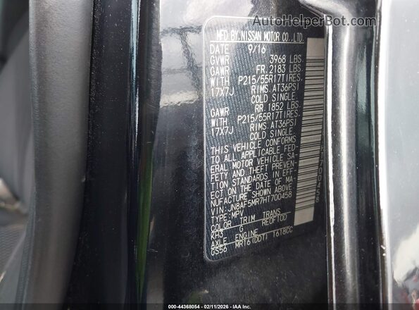 JN8AF5MR7HT700458 2017 NISSAN JUKE Black Вид підкапотного простору