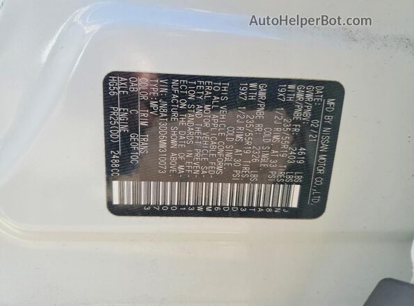 JN8AT3DD6MW310073 2021 NISSAN ROGUE Белый Панорамный вид салона 360°