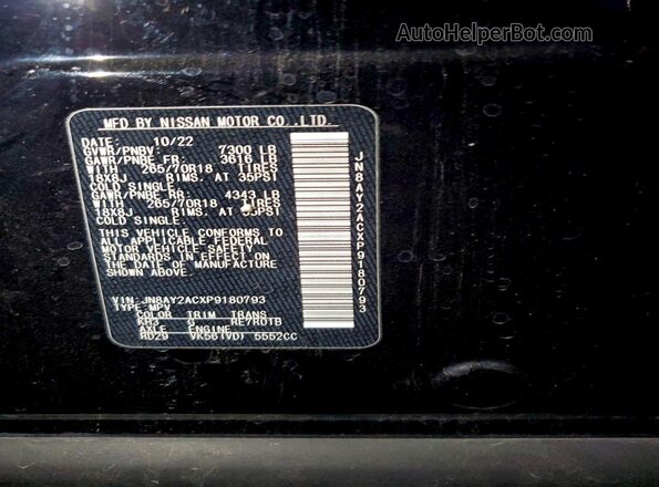 JN8AY2ACXP9180793 2023 NISSAN ARMADA Черный Панорамный вид салона 360°