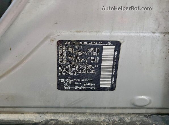 JN8AY2NE8J9730320 2018 NISSAN ARMADA Серебряный Вид наклейки с VIN-кодом