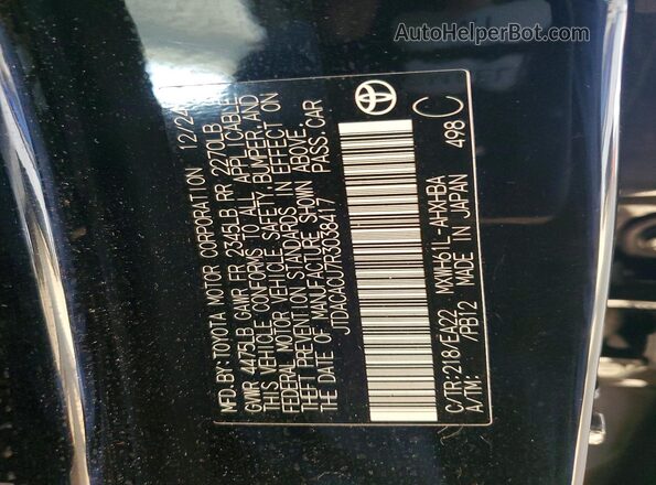 JTDACACU7R3038417 2024 TOYOTA PRIUS Черный Вид наклейки с VIN-кодом