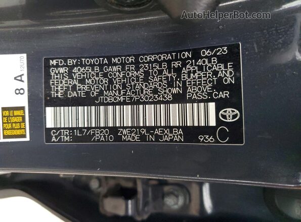JTDBCMFE7P3023438 2023 TOYOTA LL Gray Vista del compartimento del motor