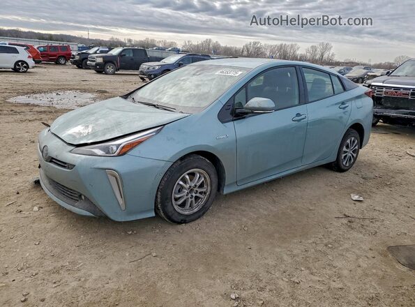 JTDL9RFU2K3012282 2019 TOYOTA PRIUS Бирюзовый Передняя левая четверть