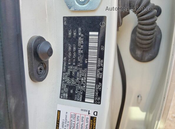 JTEMU5JR9M5860306 2021 TOYOTA 4RUNNER White Widok naklejki z numerem VIN