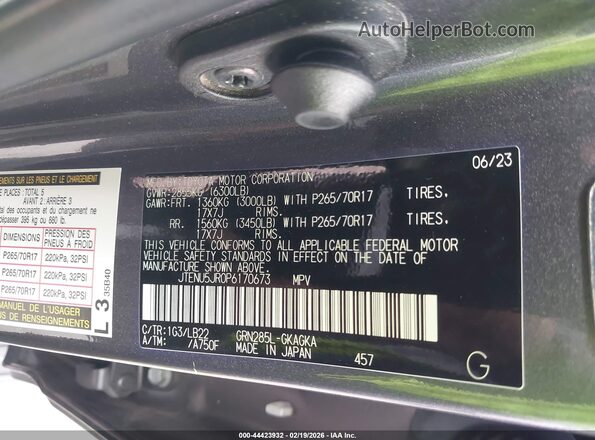 JTENU5JR0P6170673 2023 TOYOTA 4RUNNER Серый Вид подкапотного пространства