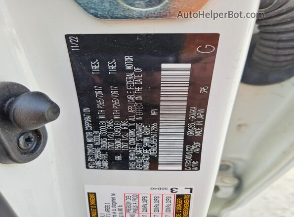 JTERU5JR5P6112866 2023 TOYOTA 4RUNNER White Vista de la etiqueta del VIN