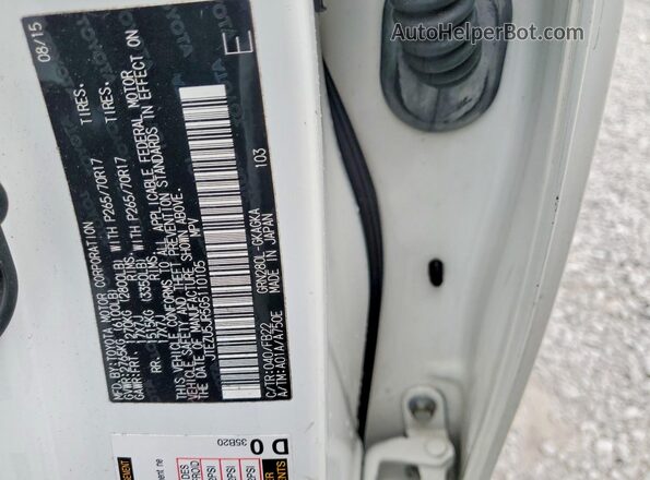 JTEZU5JR5G5110105 2016 TOYOTA 4RUNNER White Widok naklejki z numerem VIN