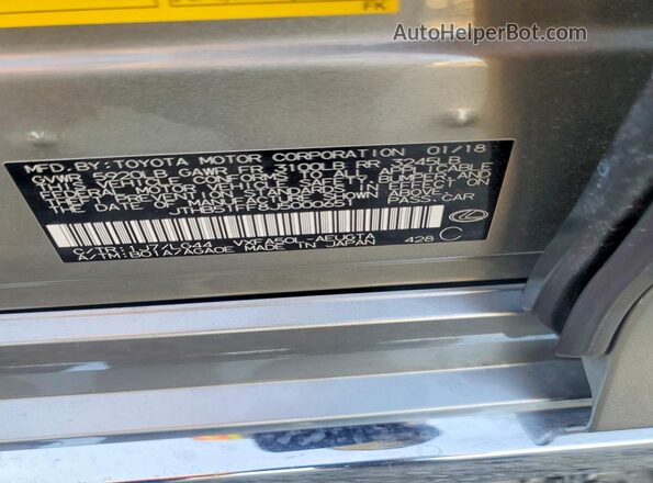 JTHB51FF8J5000651 2018 LEXUS LS Silver Widok naklejki z numerem VIN