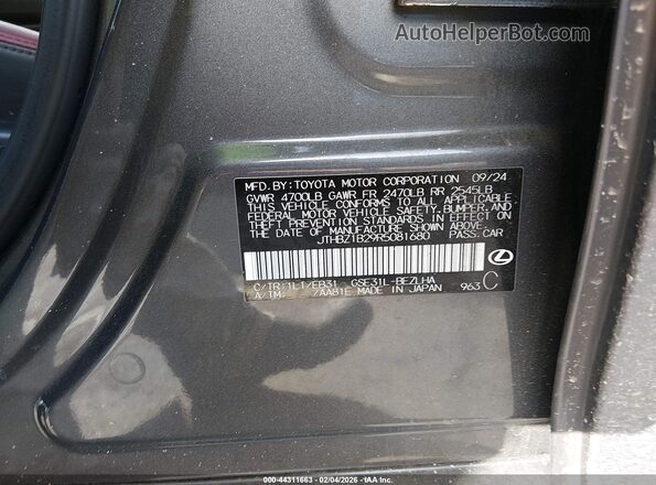 JTHBZ1B29R5081680 2024 LEXUS IS 350 Gray Widok komory silnika