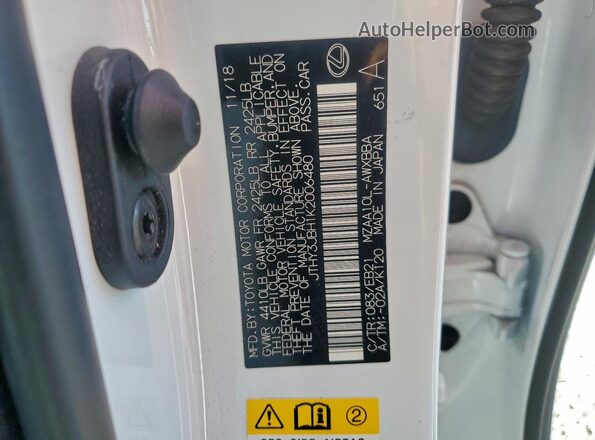 JTHY3JBH1K2006480 2019 LEXUS UX White Vista del compartimento del motor
