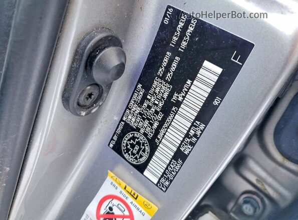 JTJBARBZ9G2066175 2016 LEXUS NX Серебряный Вид наклейки с VIN-кодом