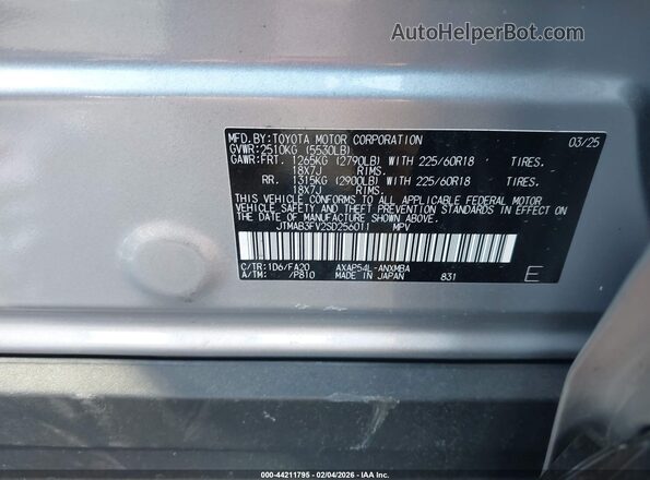 JTMAB3FV2SD256011 2025 TOYOTA RAV4 PLUG-IN HYBRID Silver Widok komory silnika