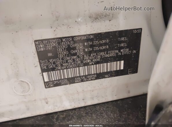 JTME6RFV0RD551160 2024 TOYOTA RAV4 HYBRID White Widok komory silnika