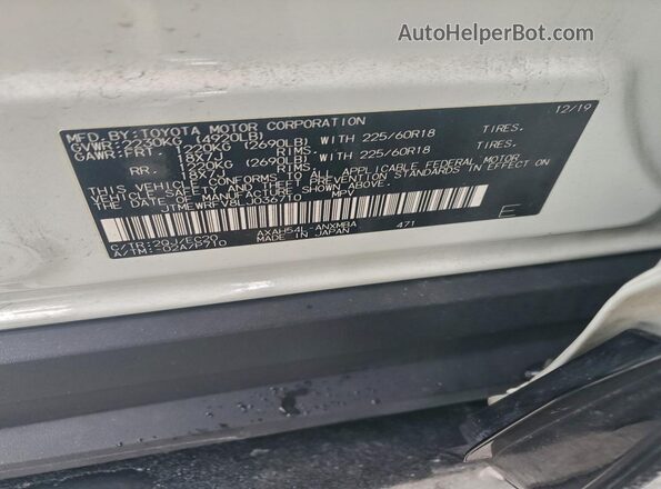 JTMEWRFV8LJ036710 2020 TOYOTA RAV4 Белый Вид наклейки с VIN-кодом