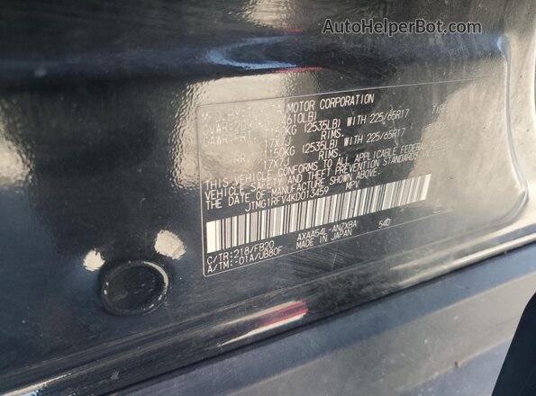 JTMG1RFV4KD013459 2019 TOYOTA LE Black Widok naklejki z numerem VIN