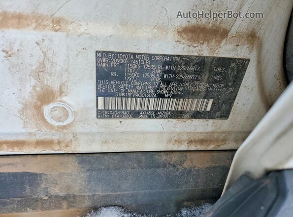 JTMK1RFV9KD012074 2019 TOYOTA LE Белый Вид наклейки с VIN-кодом