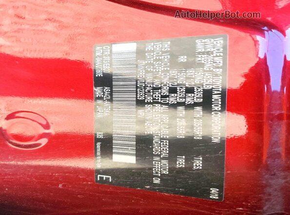 JTMNFREV0JD123529 2018 TOYOTA RAV4 Maroon Widok naklejki z numerem VIN