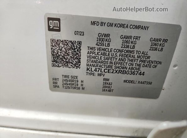 KL47LCE2XRB036744 2024 BUICK OTHER Белый Вид наклейки с VIN-кодом