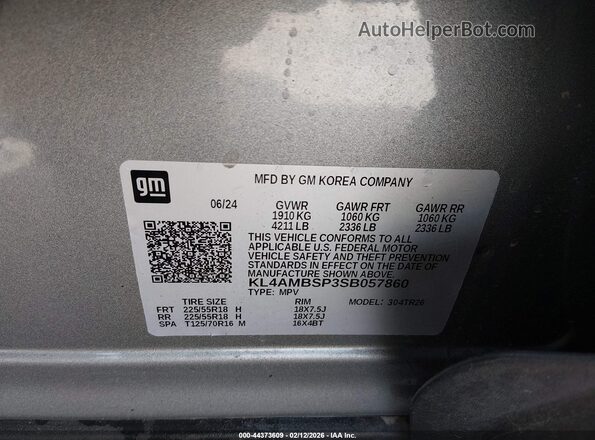 KL4AMBSP3SB057860 2025 BUICK ENCORE Серебряный Вид подкапотного пространства