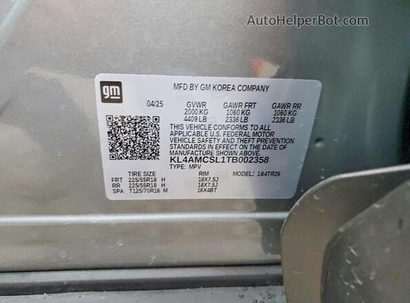 KL4AMCSL1TB002358 2026 BUICK ENCORE Silver Вид підкапотного простору
