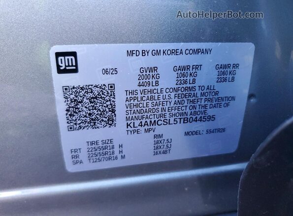 KL4AMCSL5TB044595 2026 BUICK ENCORE Silver Vista interior de 360 grados