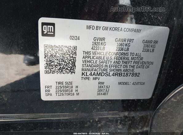 KL4AMDSL4RB187892 2024 BUICK ENCORE Черный Вид подкапотного пространства