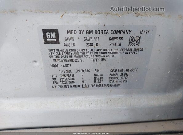 KL4CJESM2NB512677 2022 BUICK ENCORE Серебряный Вид подкапотного пространства