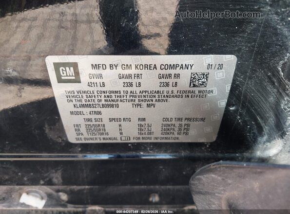 KL4MMBS27LB099810 2020 BUICK ENCORE Черный Вид подкапотного пространства