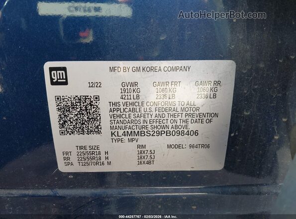 KL4MMBS29PB098406 2023 BUICK ENCORE Blue Вид підкапотного простору