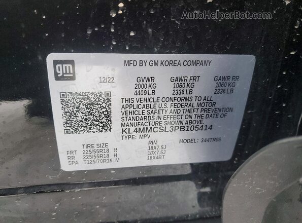 KL4MMCSL3PB105414 2023 BUICK ENCORE Black VIN კოდის სტიკერის ხედი