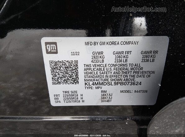 KL4MMDSL9PB073624 2023 BUICK ENCORE Black ძრავის განყოფილების ხედი