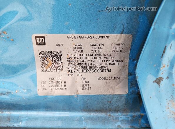 KL77LJEP2SC030794 2025 CHEVROLET TRAX Blue Widok komory silnika