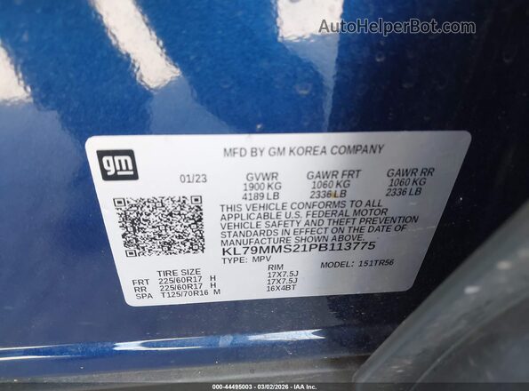 KL79MMS21PB113775 2023 CHEVROLET TRAILBLAZER Dark Blue Вид подкапотного пространства